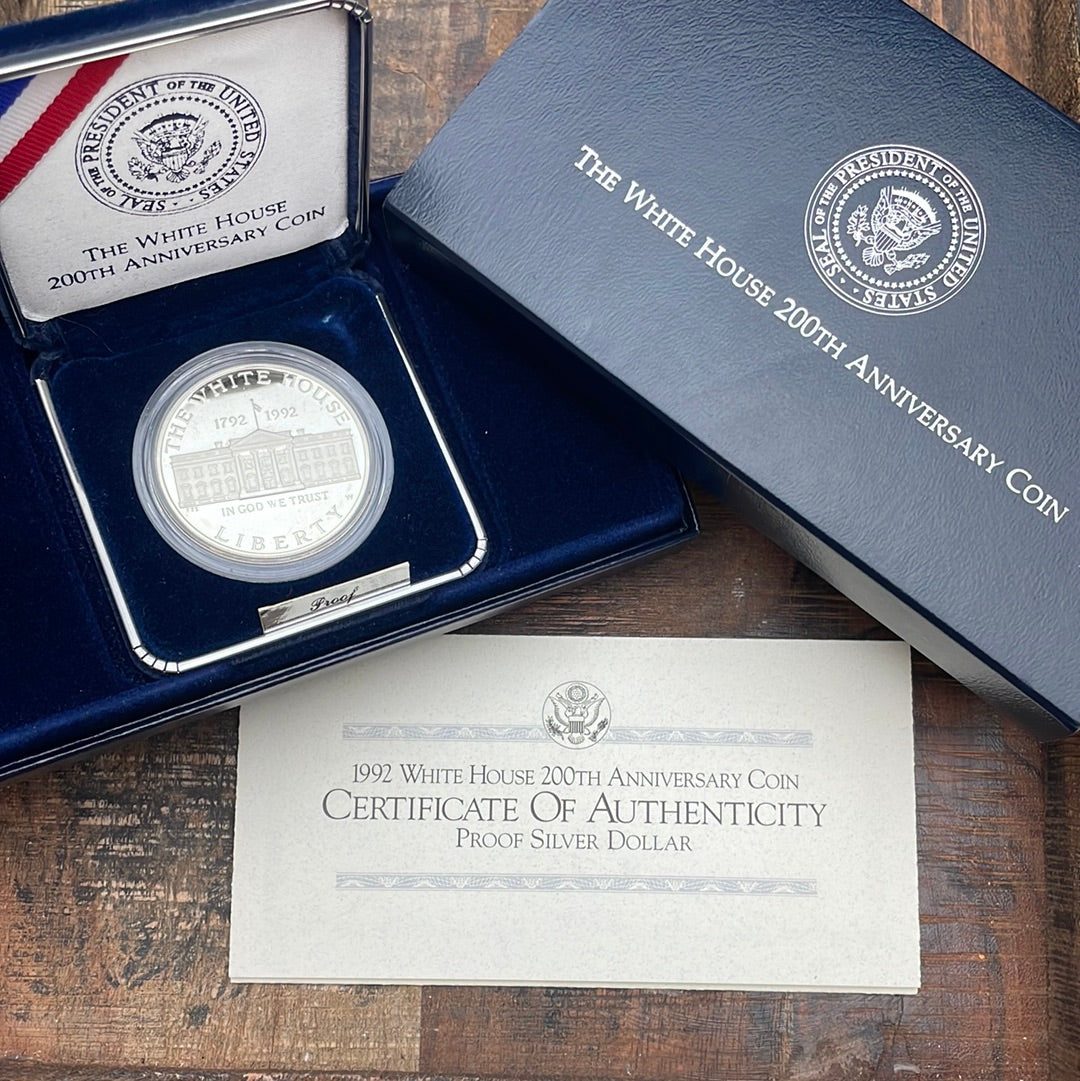 1992-W US $1 White House 200th Anniversary Proof Silver Dollar in OGP w/ COA