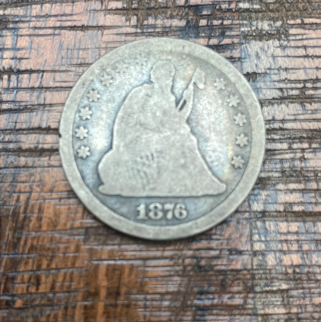 1876-CC 25c US Seated Liberty Quarter ~Variety 4 Resumed with weight Standard of Variety 5