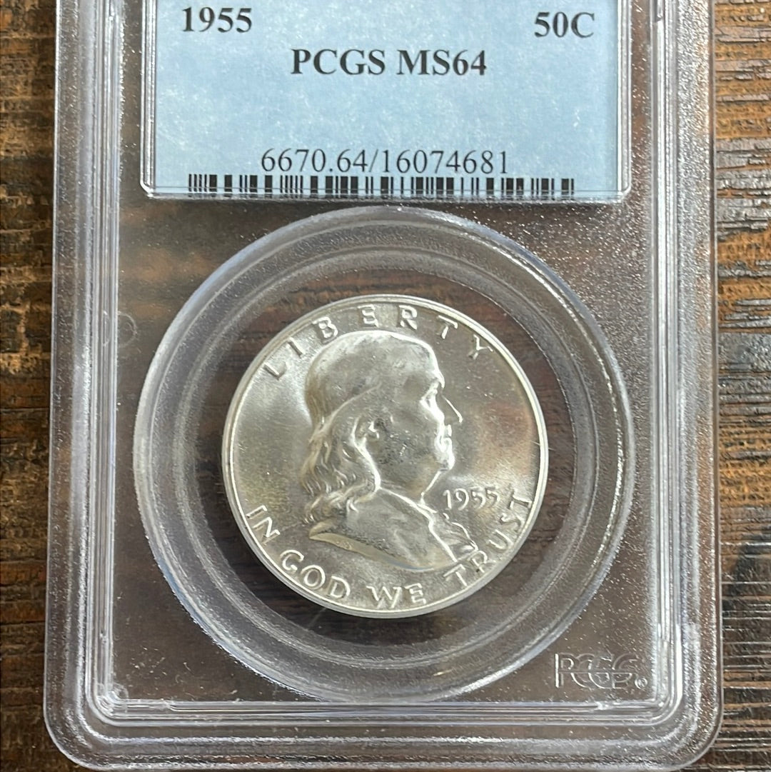 1955 50c Franklin Half Dollar PCGS MS64
