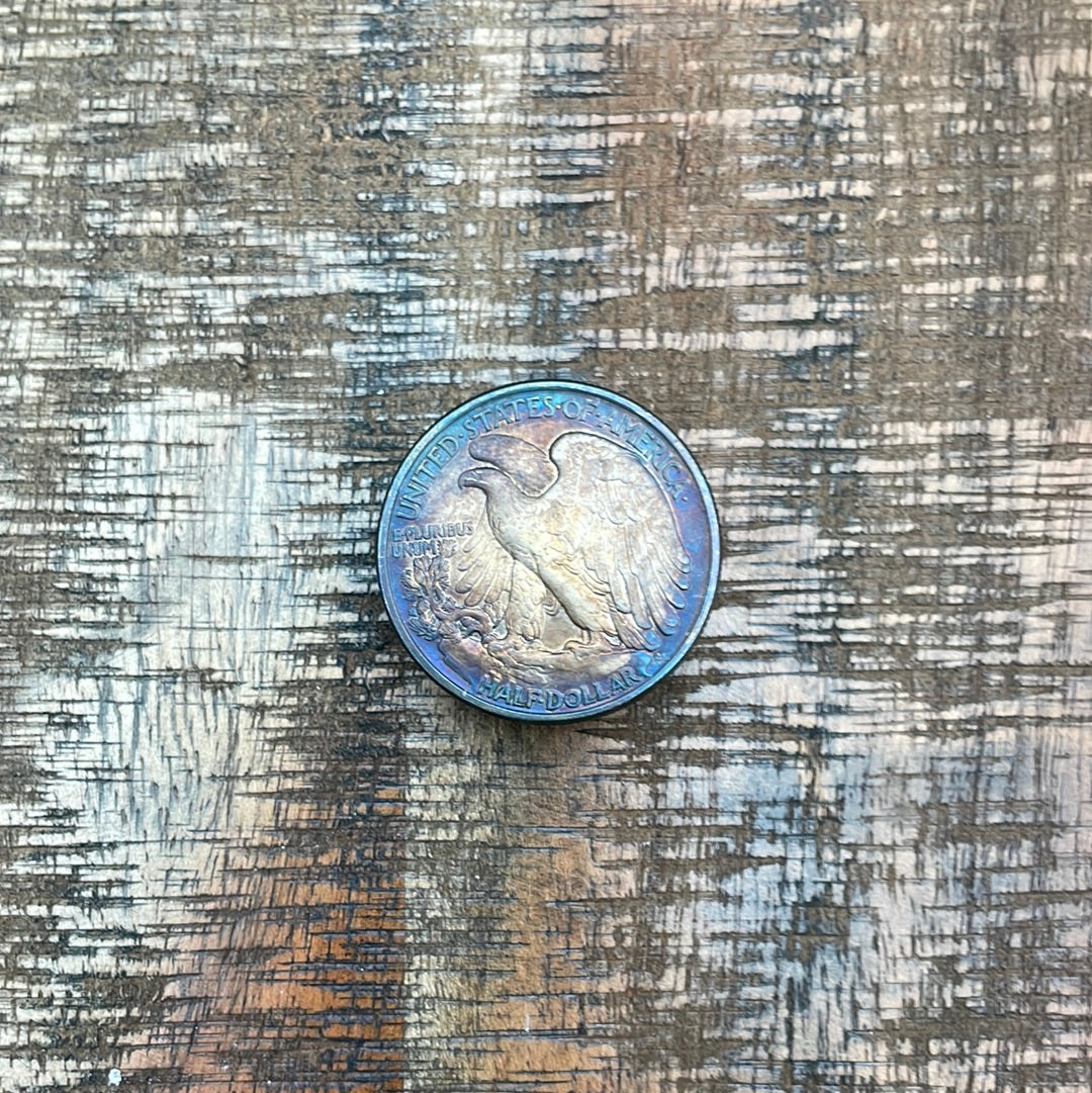 1945 50C US Walking Liberty Half Dollar- Toned
