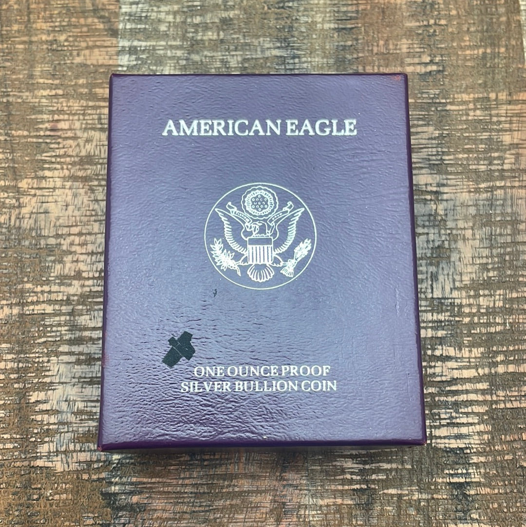 1988-S $1 US American Proof Silver Eagle Coin~Capsule, Presentation Case, COA, and Box