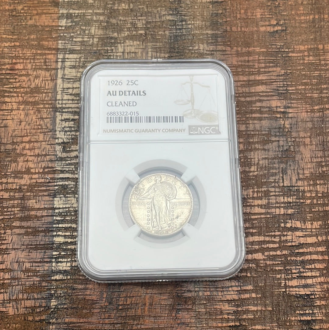 1926 25C US Standing Liberty Quarter~NGC AU Details~ Cleaned