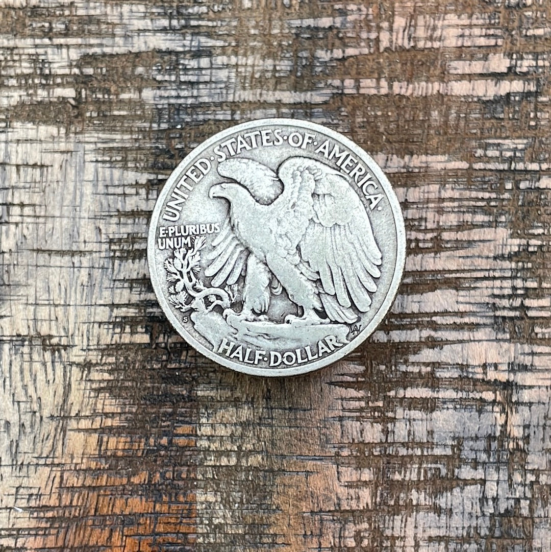 1917-S 50C US Walking Liberty Half Dollar - Mint Mark on Reverse