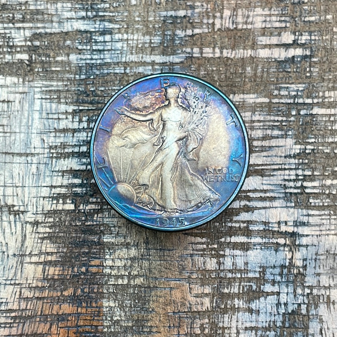 1945 50C US Walking Liberty Half Dollar- Toned