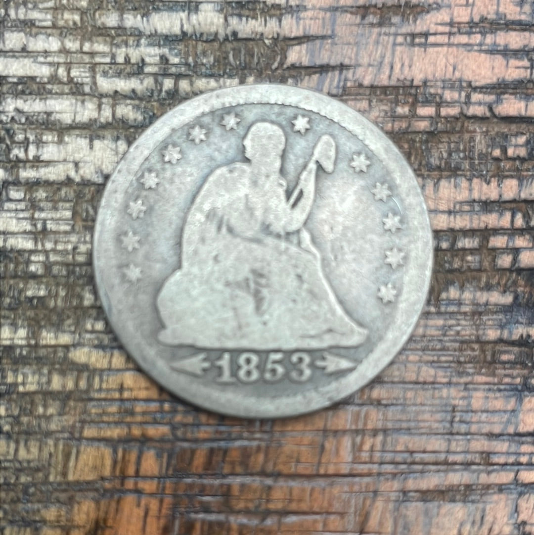 1853 25c US Seated Liberty Quarter ~ Variety 2
