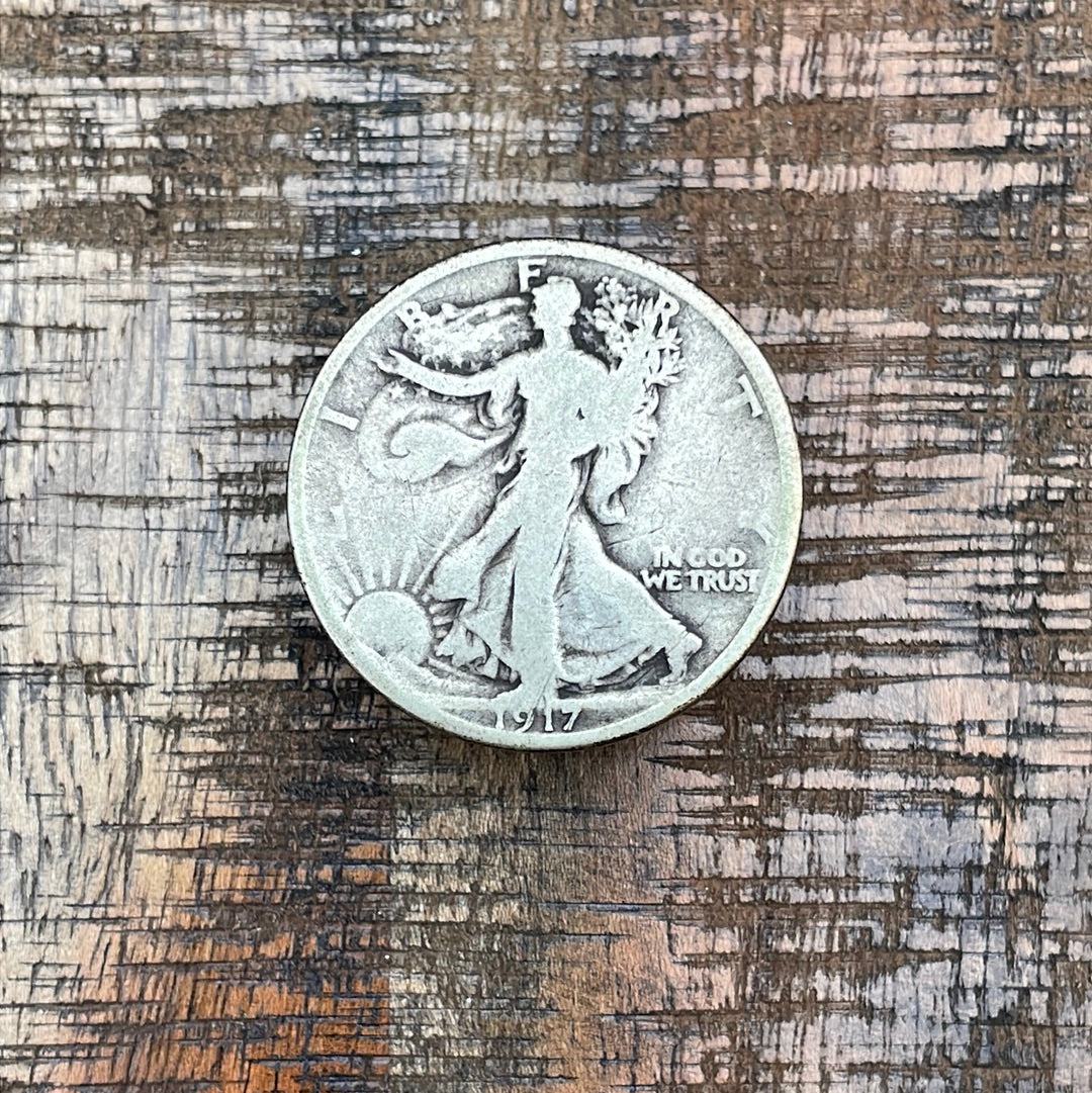 1917-S 50C US Walking Liberty Half Dollar - Mint Mark on Reverse