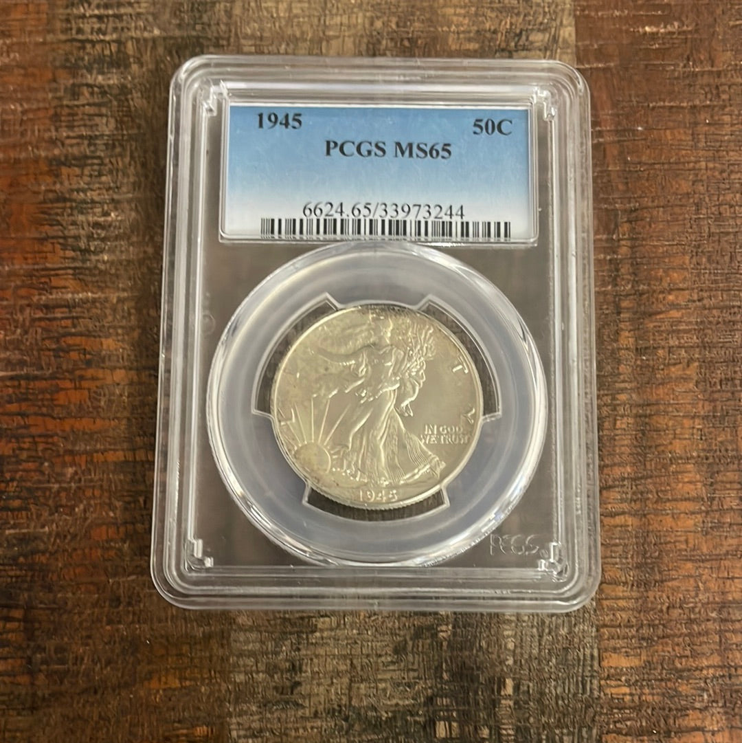1945 50c Walking Liberty Half Dollar PCGS MS65