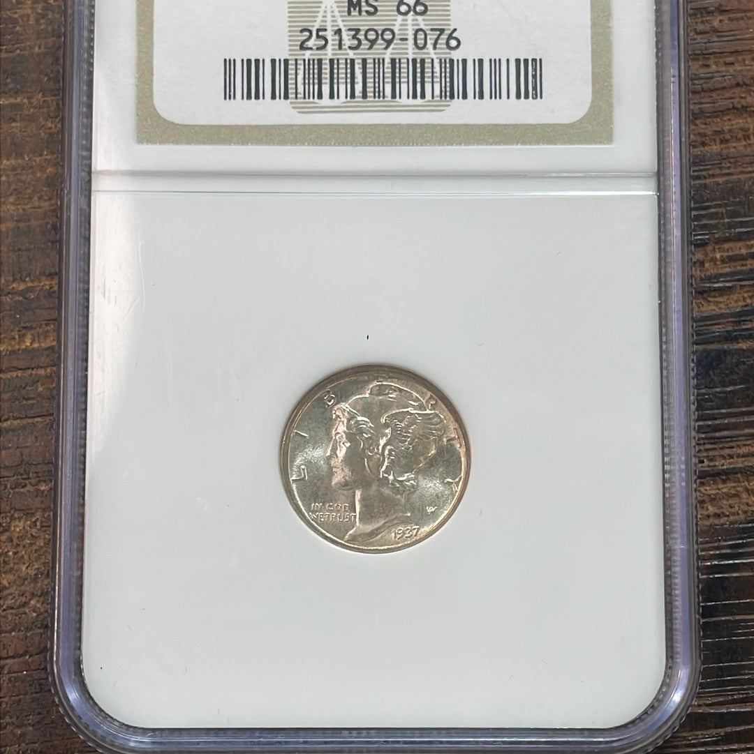 1937 US 10c Mercury Dime NGC MS66