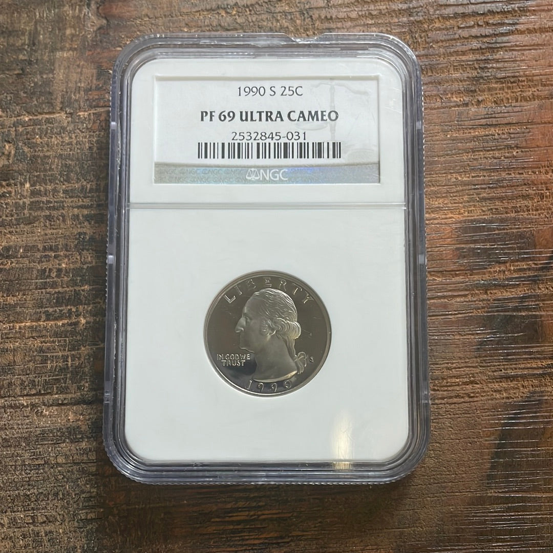 1990-S 25c US Washington Quarter NGC PF 69 Ultra Cameo