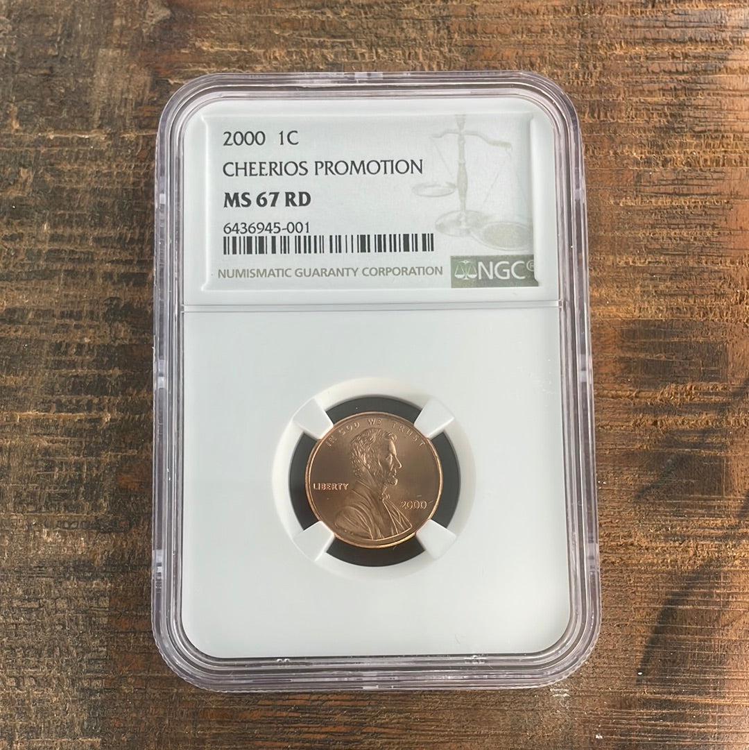 2000 1c US Lincoln Memorial Cent “Cheerios Promotion” NGC MS67 RD