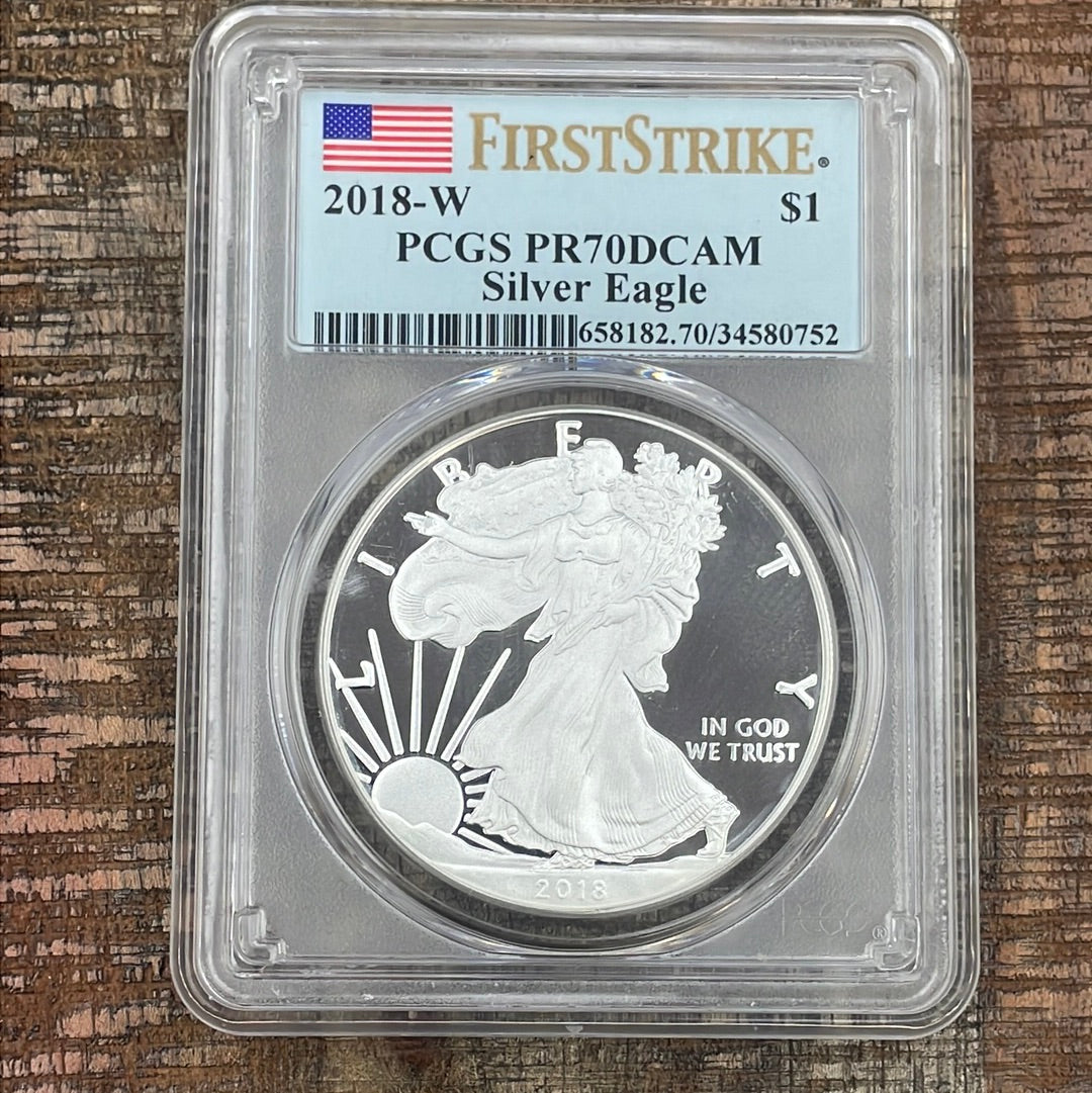 2018-W $1 American Proof Silver Eagle PCGS PR70DCAM