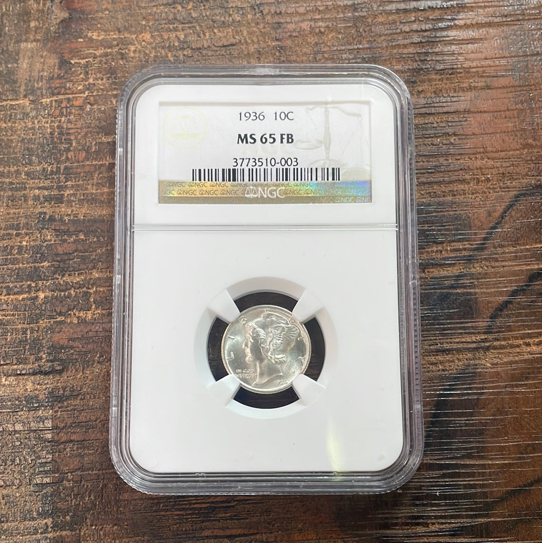 1936 US 10c Mercury Dime NGC MS65 FB