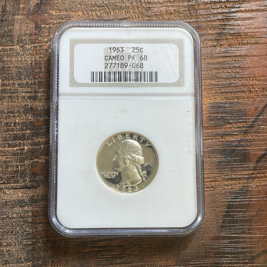1963 25c US Silver Washington Quarter NGC PF 68 Cameo