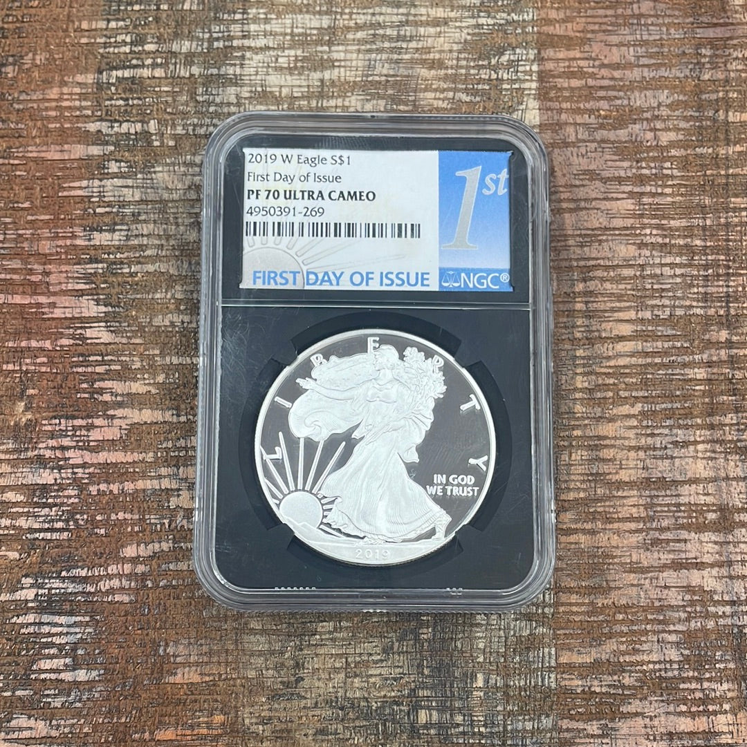 2019-W $1 US American Proof Silver Eagle ~ FDOI ~ NGC PF70 Ultra Cameo