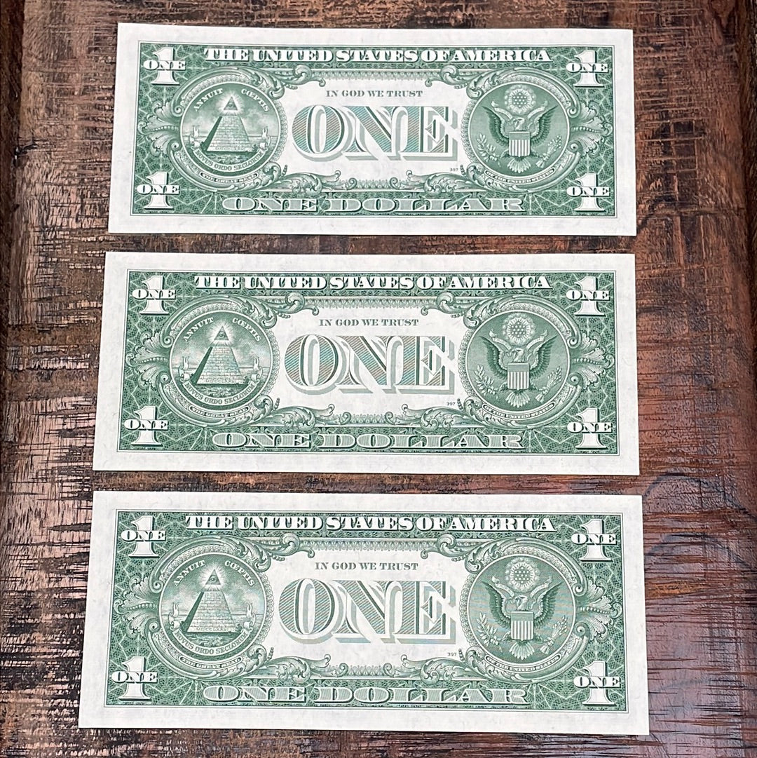 1957 Series A $1 Silver Certificate - Set of 3 Consecutive Serial Numbers - Uncirculated