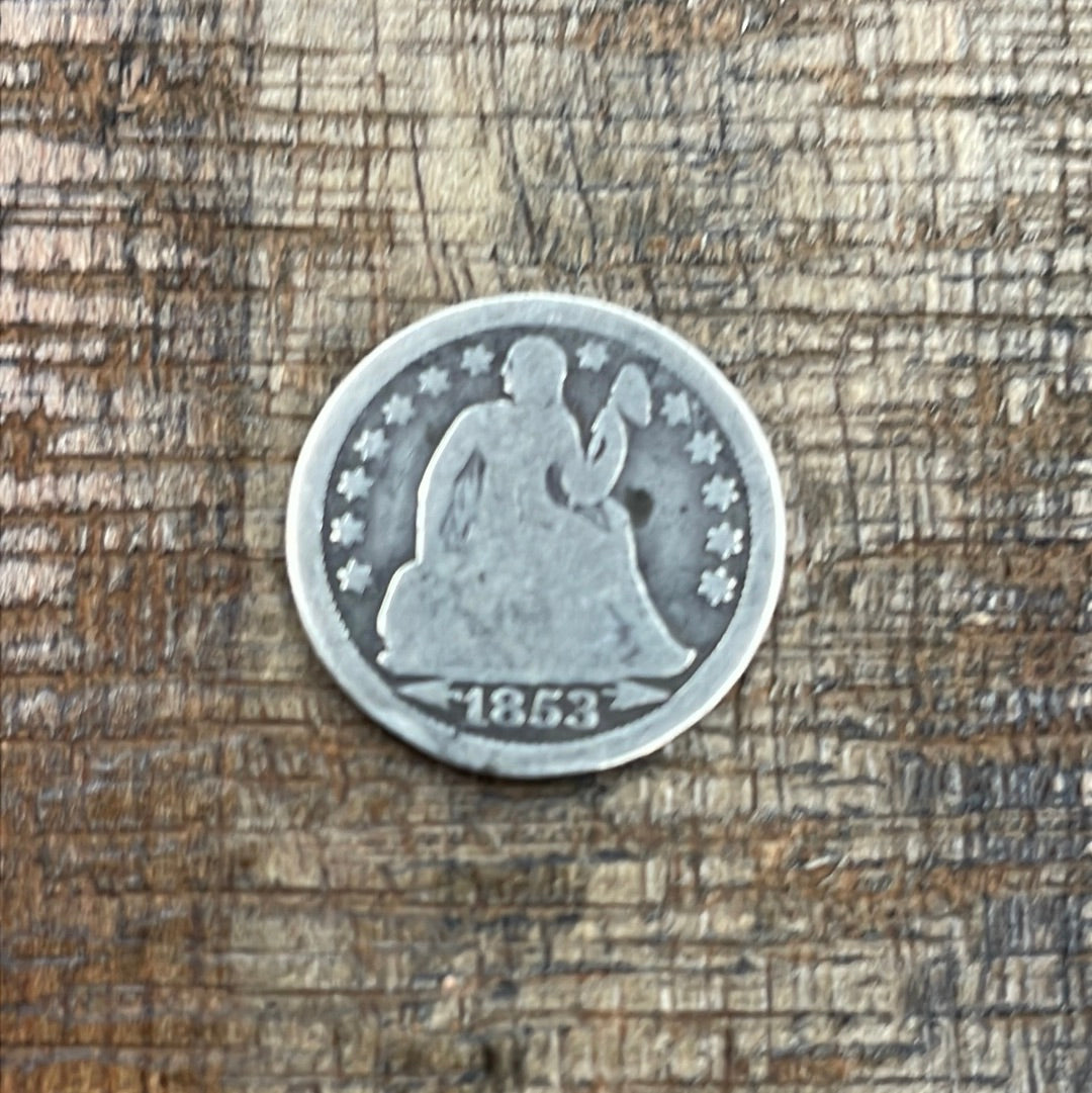 1853 10c US Seated Liberty Dime - 90% Silver