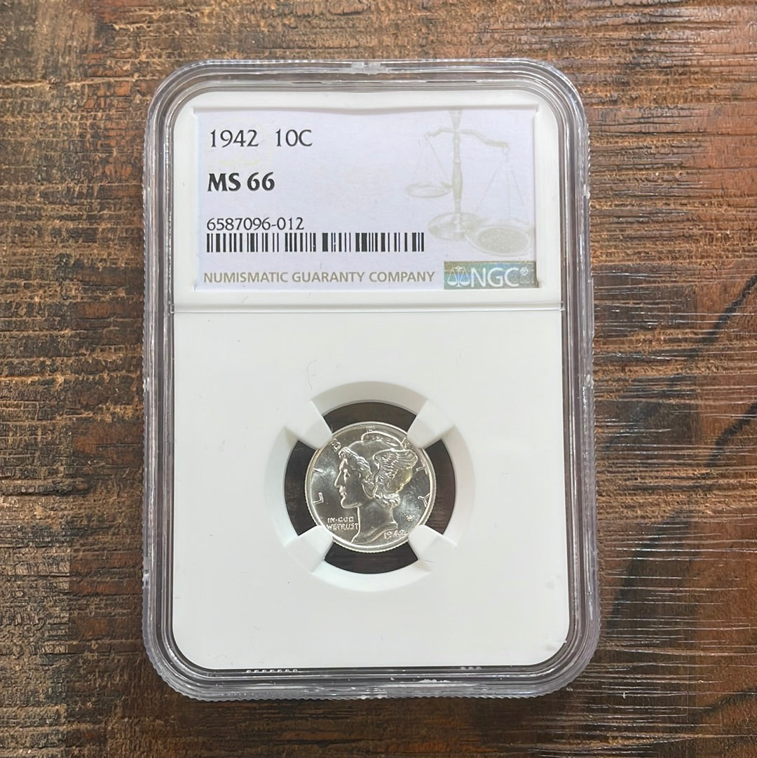 1942 US 10c Mercury Dime NGC MS66