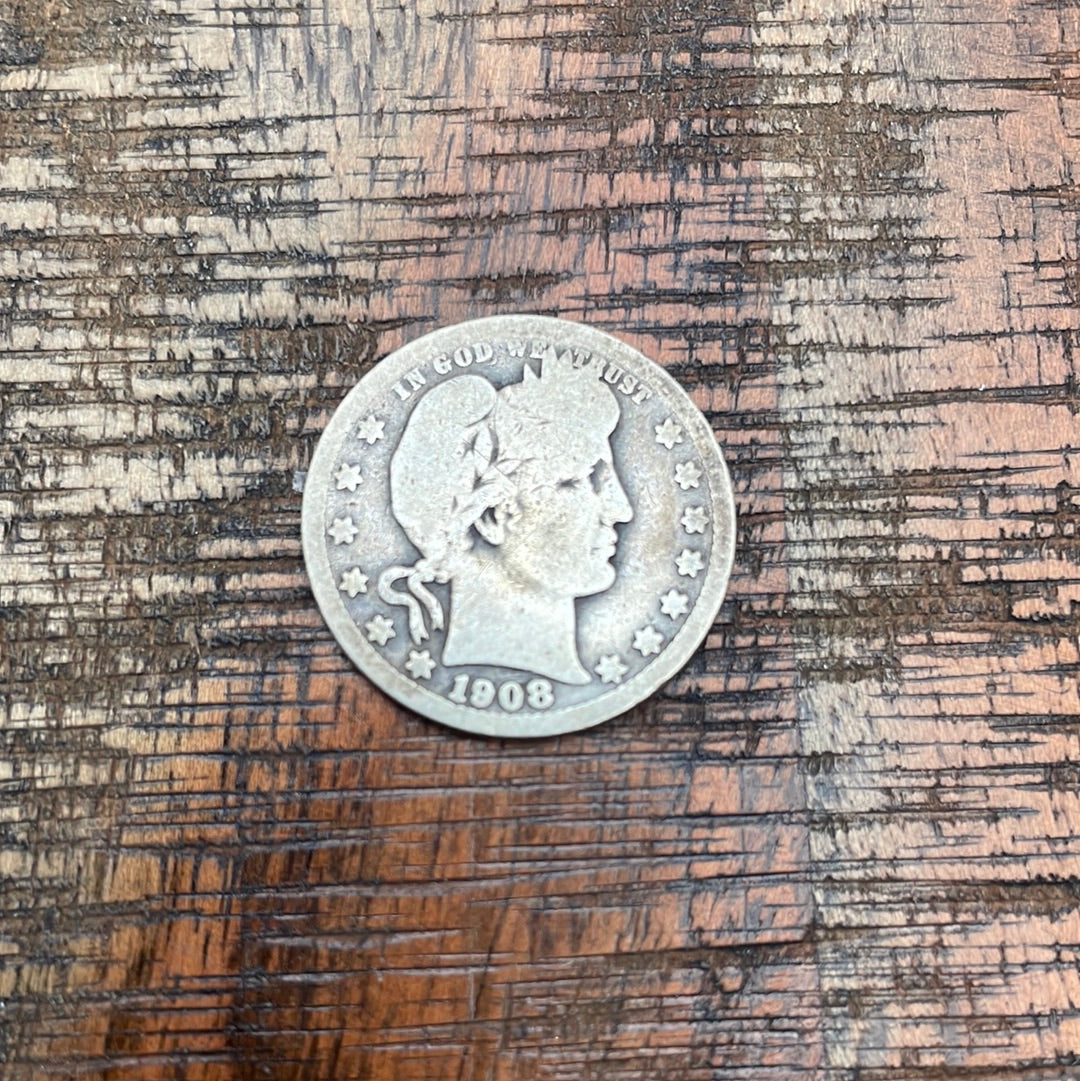 1908 25C US Barber Quarter