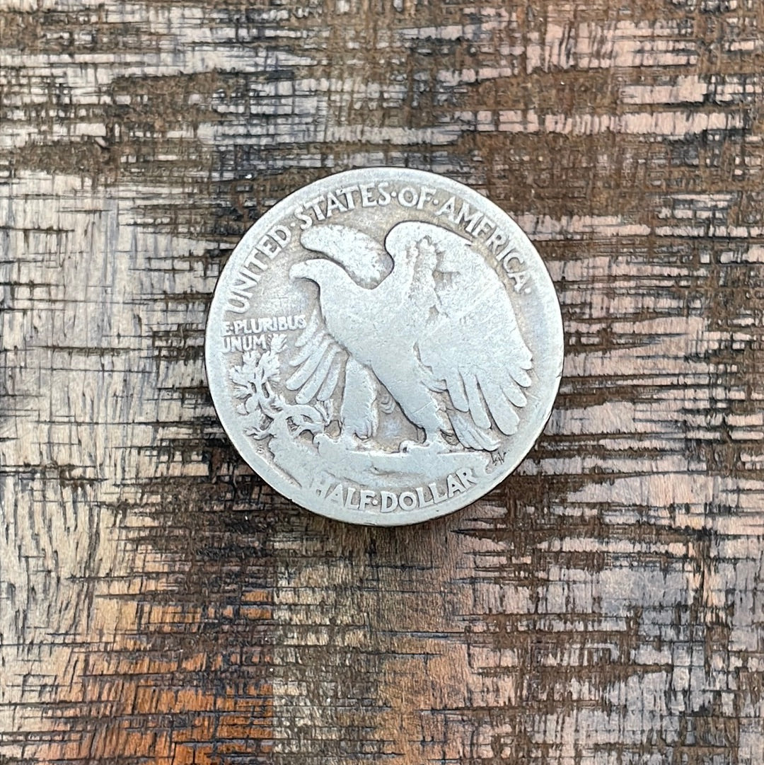 1917-S 50C US Walking Liberty Half Dollar - Mint Mark on Reverse