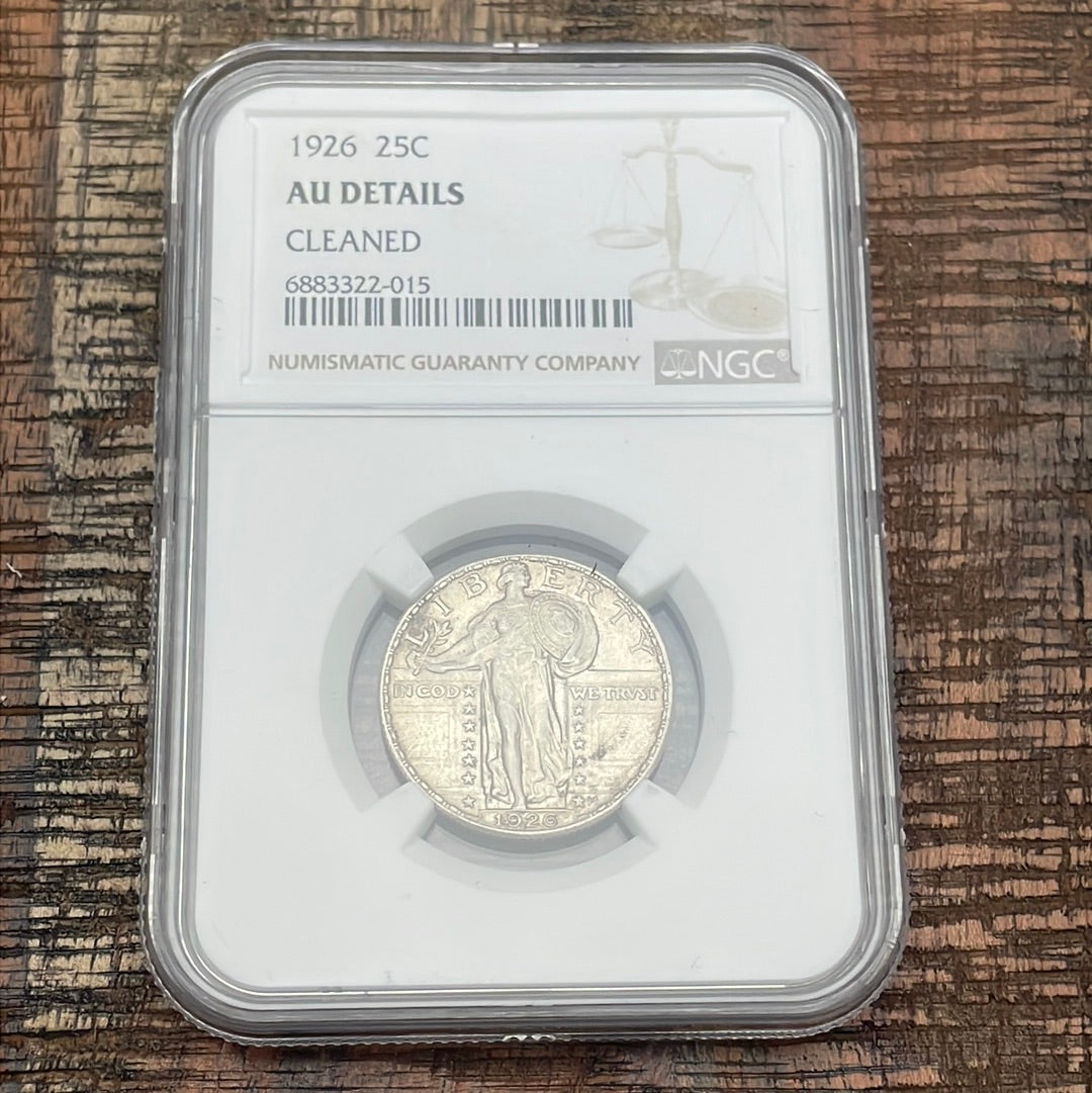 1926 25C US Standing Liberty Quarter~NGC AU Details~ Cleaned
