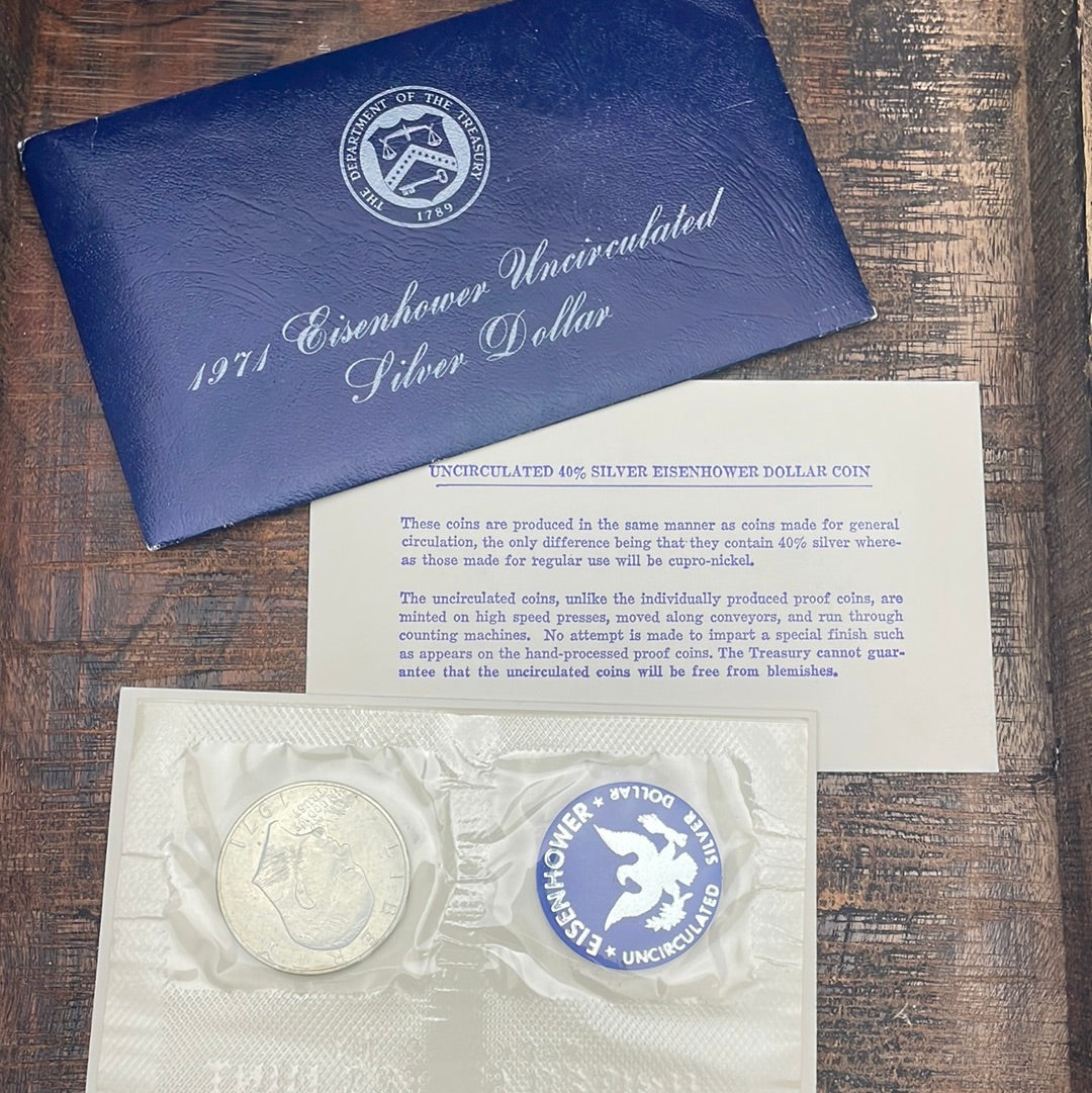 1971 Eisenhower Uncirculated Silver Dollar ~ OGP with COA