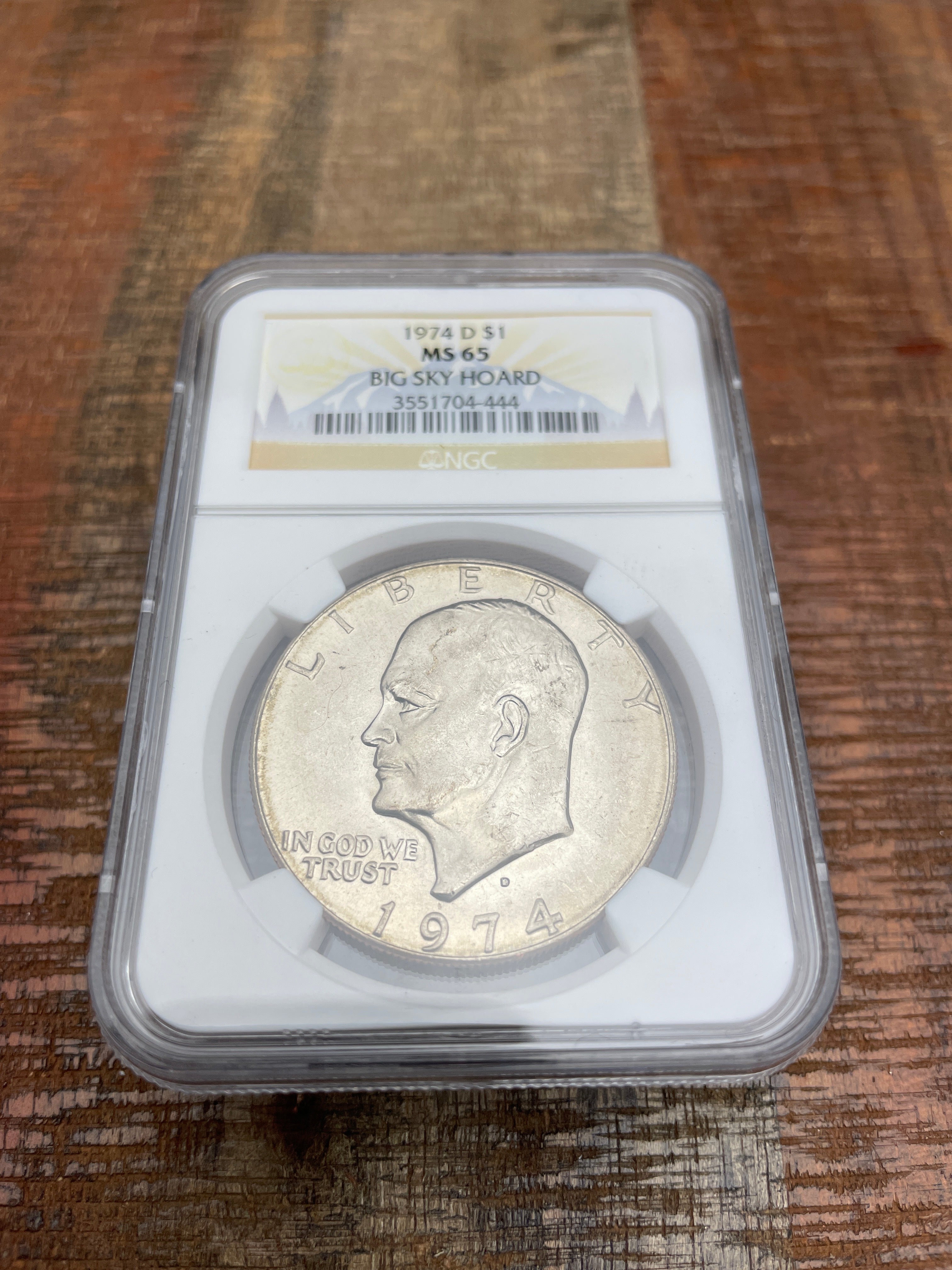 1974-D $1 US Clad Eisenhower Dollar NGC MS65 Big Sky Hoard