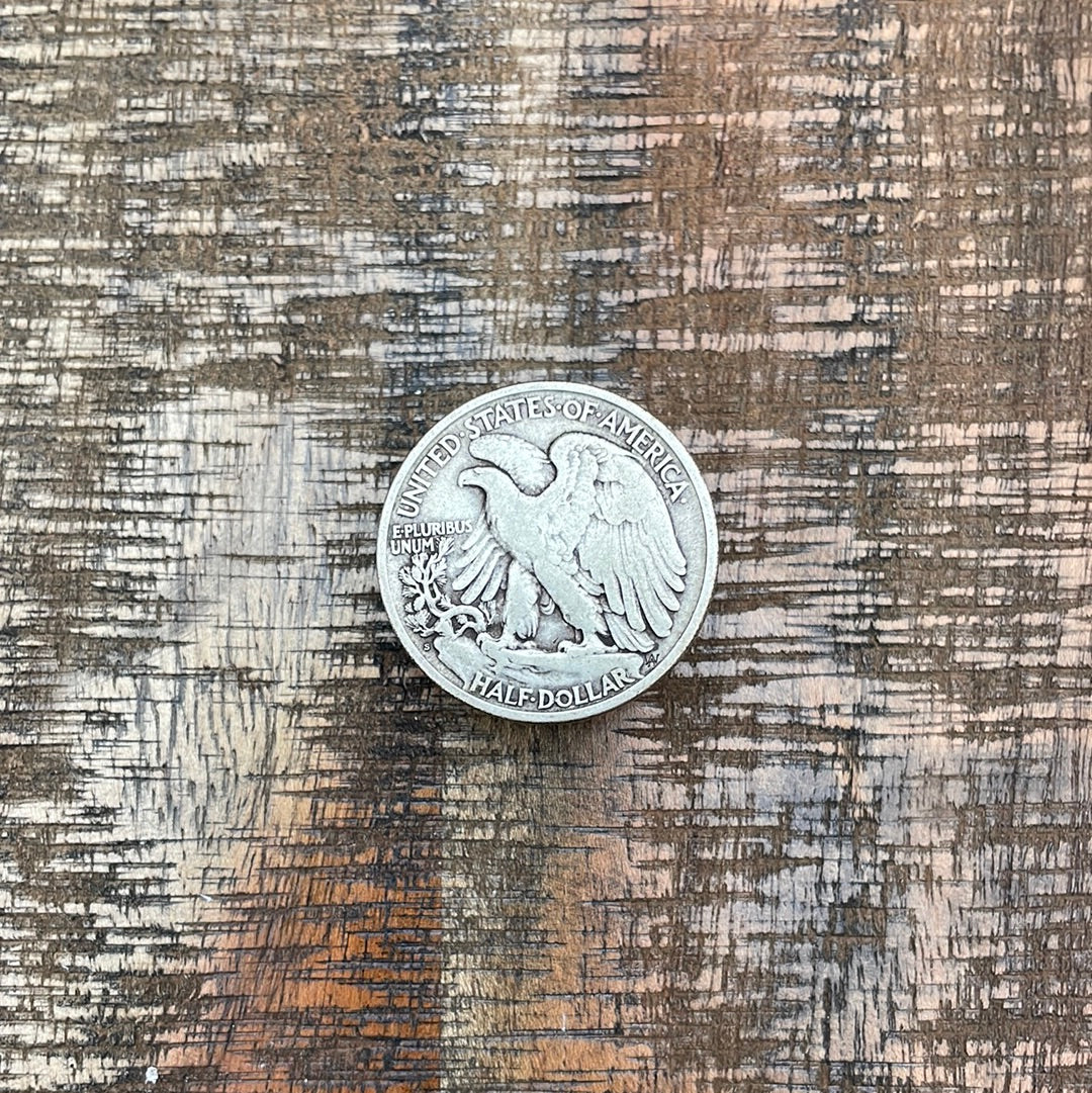 1917-S 50C US Walking Liberty Half Dollar - Mint Mark on Reverse