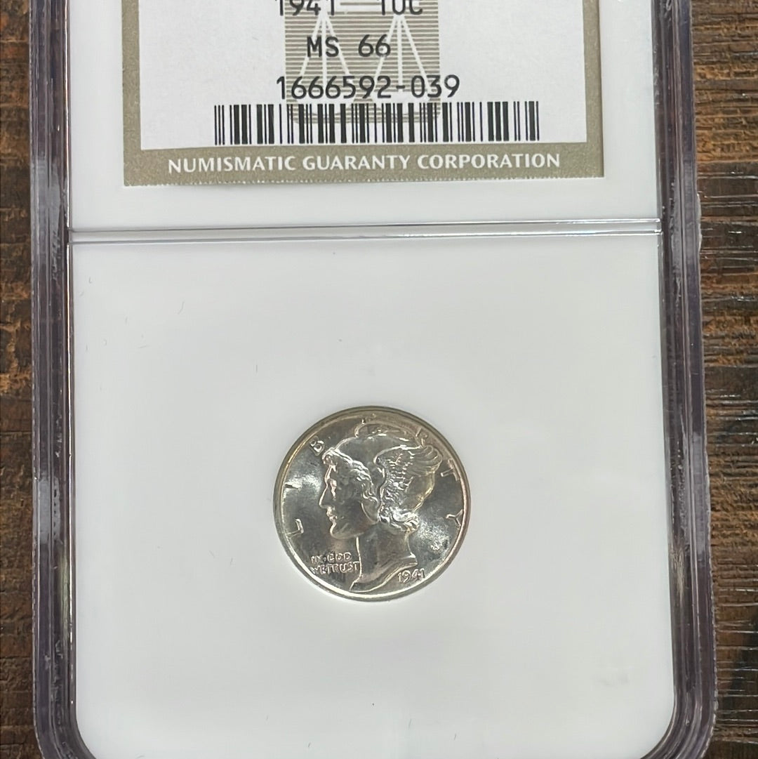 1941 US 10c Mercury Dime NGC MS66