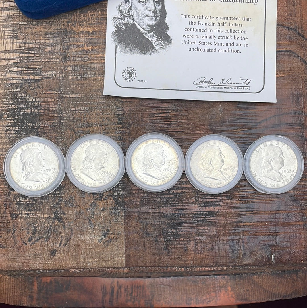 Franklin Half Dollar Collection with case and COA from The Morgan Mint