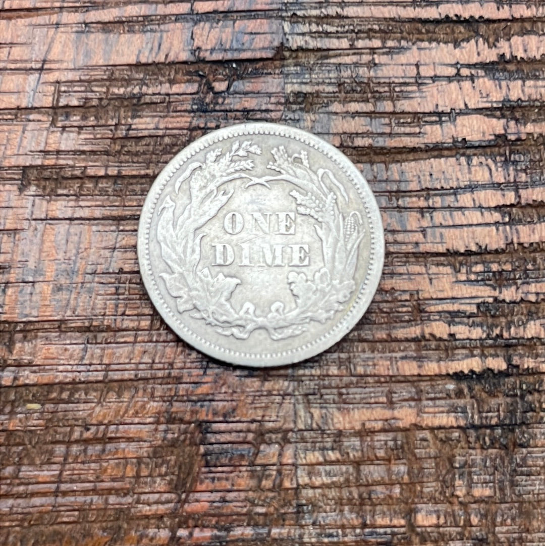 1876 10c US Seated Liberty Dime - 90% Silver