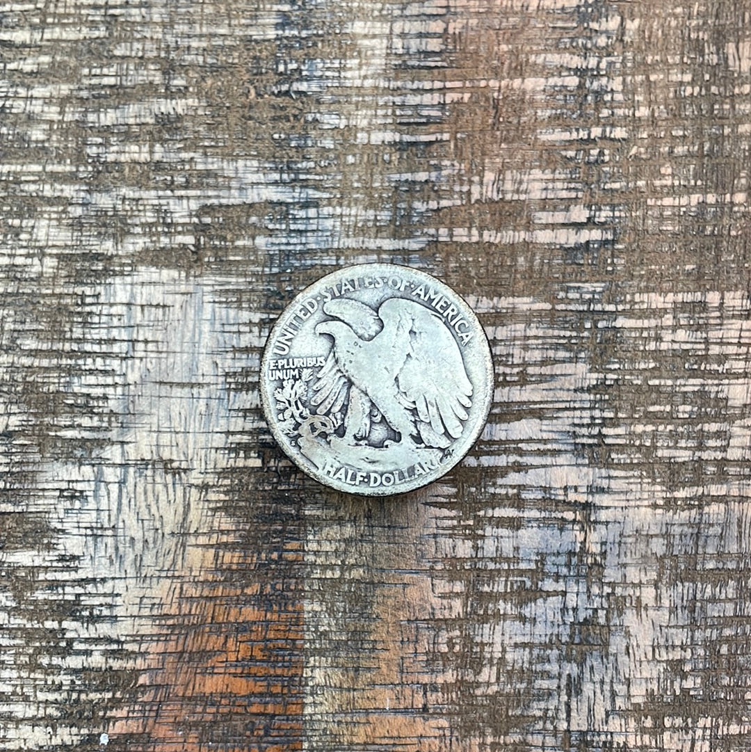 1917-S 50C US Walking Liberty Half Dollar - Mint Mark on Reverse