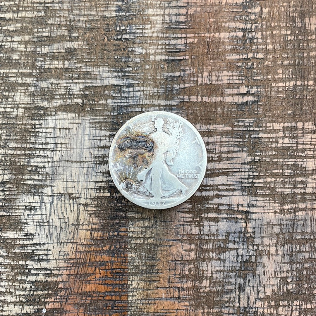 1917-S 50C US Walking Liberty Half Dollar - Mint Mark on Reverse