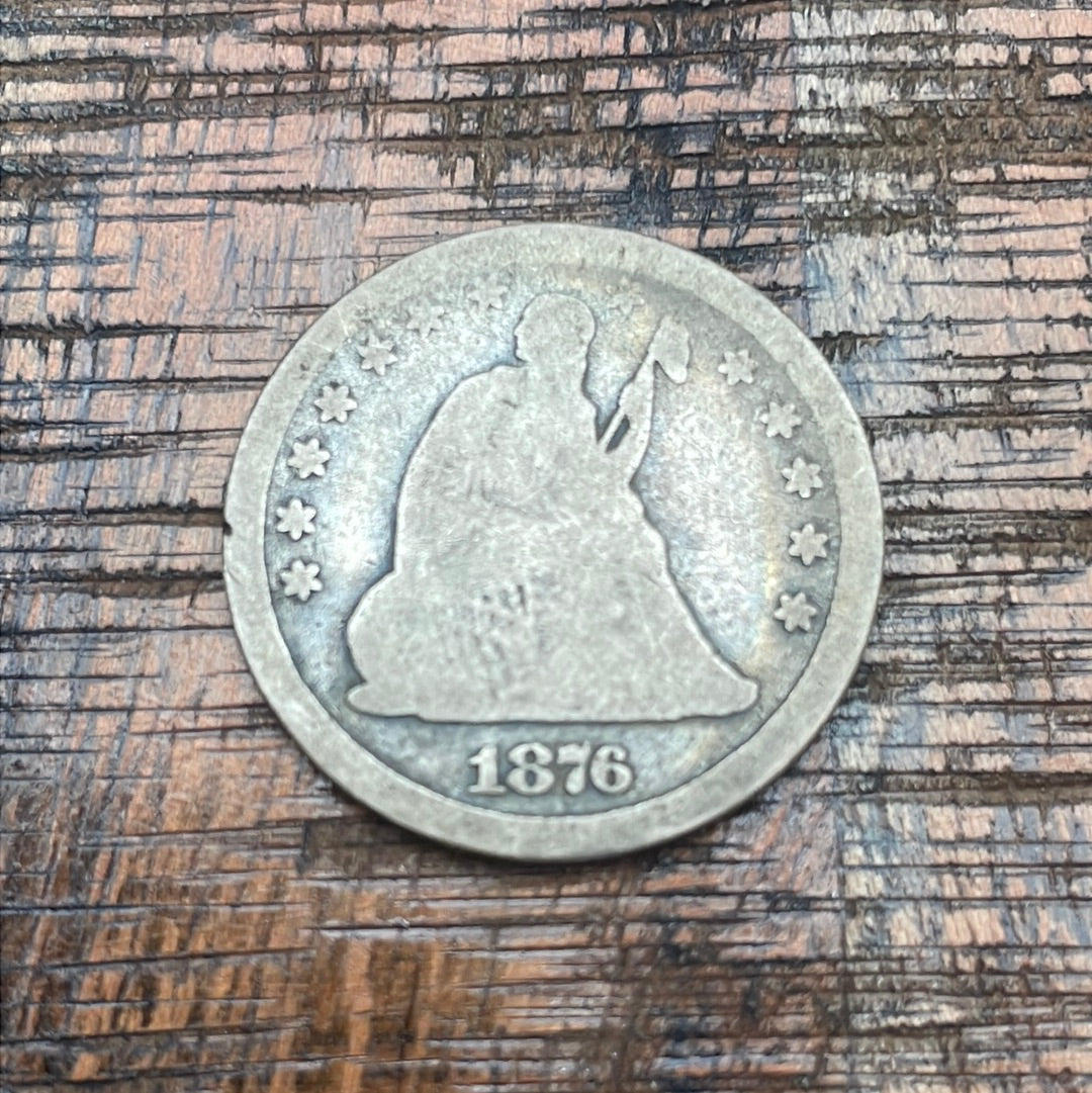 1876-CC 25c US Seated Liberty Quarter ~Variety 4 Resumed with weight Standard of Variety 5