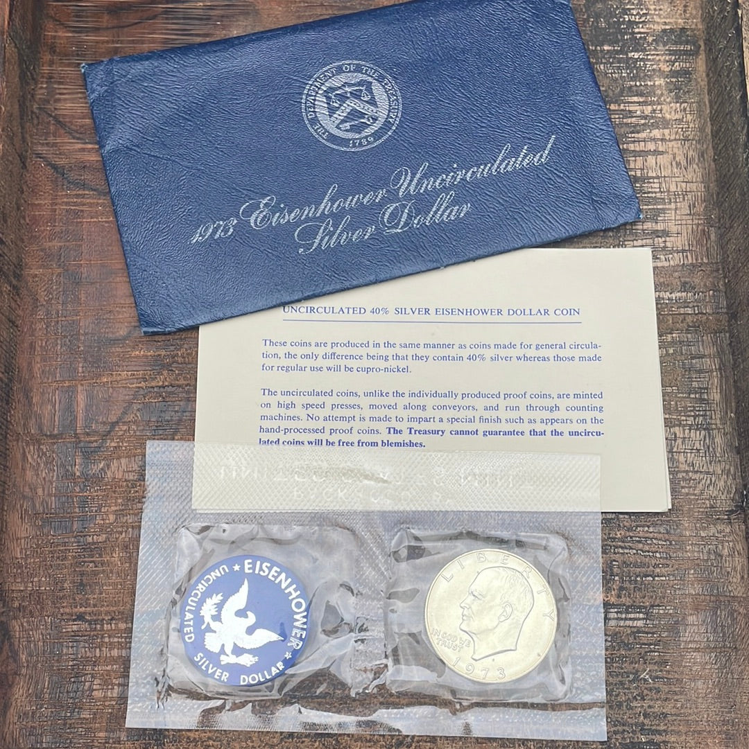 1973 Eisenhower Uncirculated Silver Dollar 40% Silver