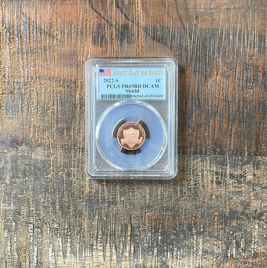 2022-S 1C Lincoln Penny PCGS PR69RD DCAM Shield