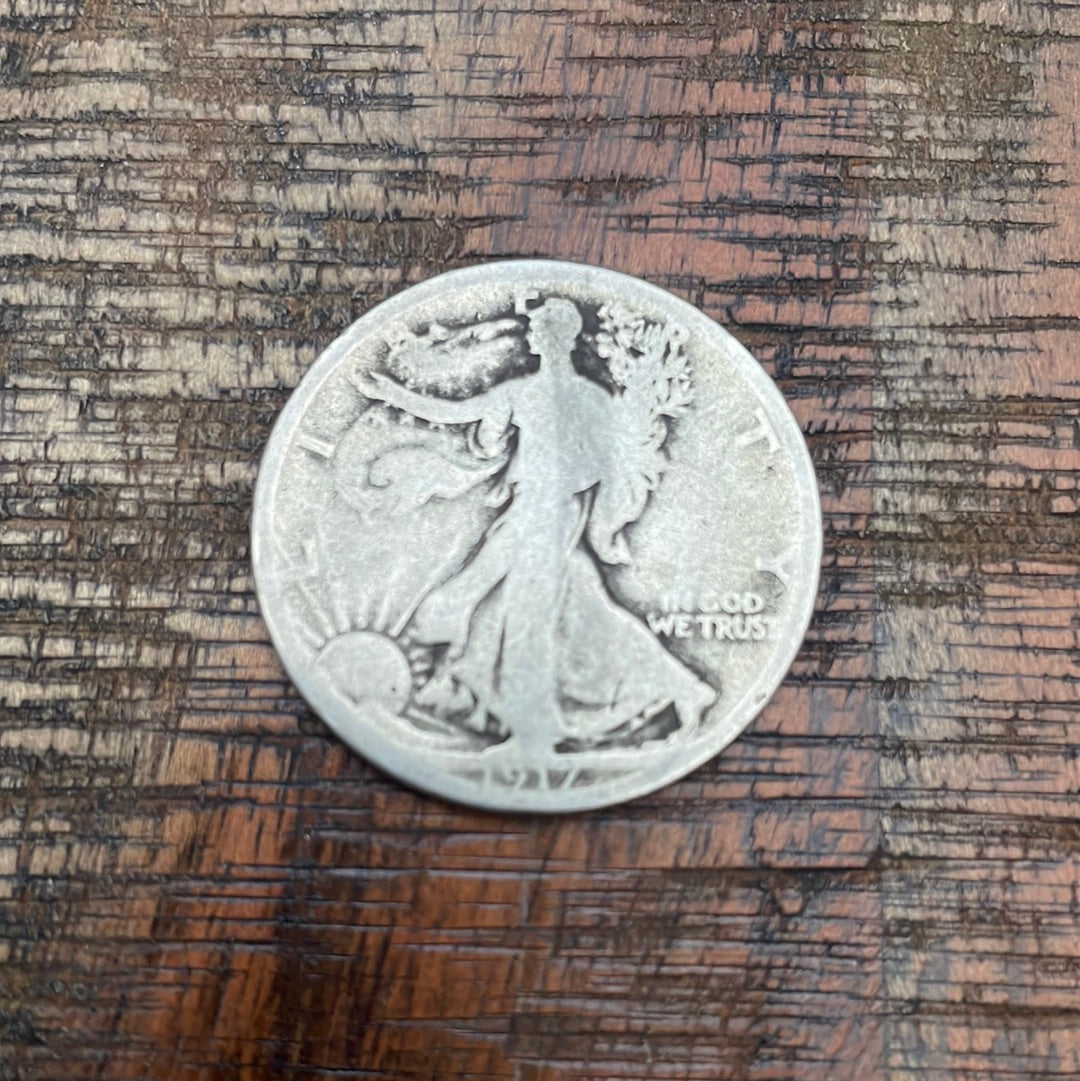 1917-D 50C US Walking Liberty Half Dollar - Mint Mark on Reverse