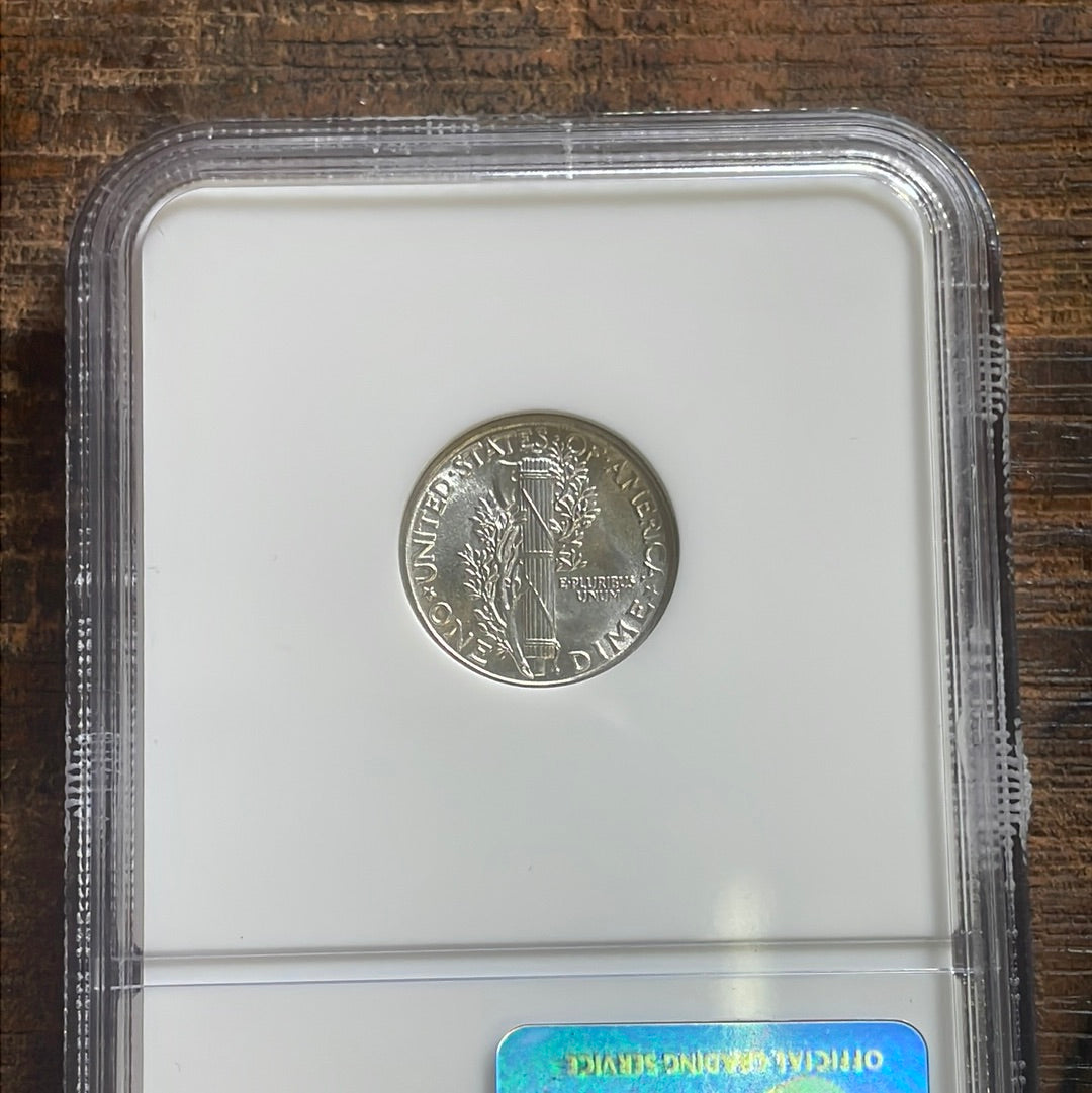 1943 10c US Mercury Dime. NGC MS66