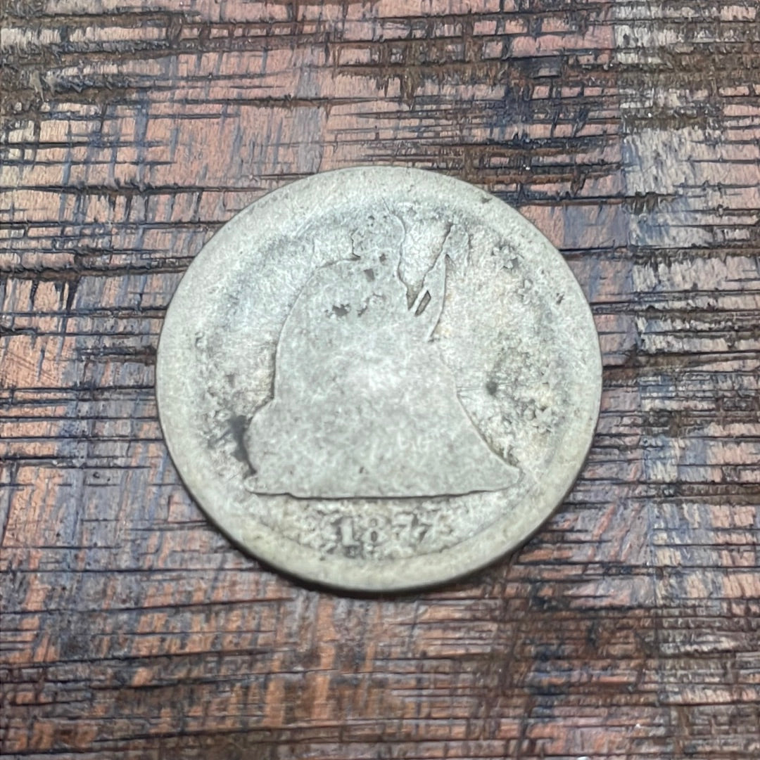 1877-S 25c US Seated Liberty Quarter ~Variety 4 Resumed with weight Standard of Variety 5