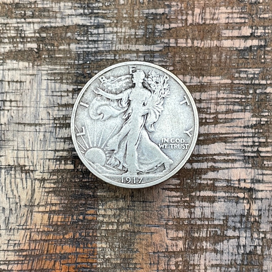 1917-S 50C US Walking Liberty Half Dollar - Mint Mark on Reverse