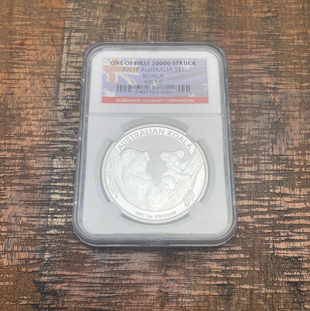 2011 $1 Australia Koala~One of First 20000 Struck~ NGC MS 69