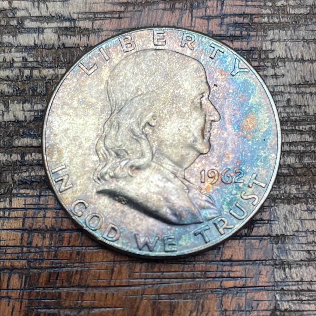 1962 50C US Franklin Half Dollar ~ Beautifully TONED