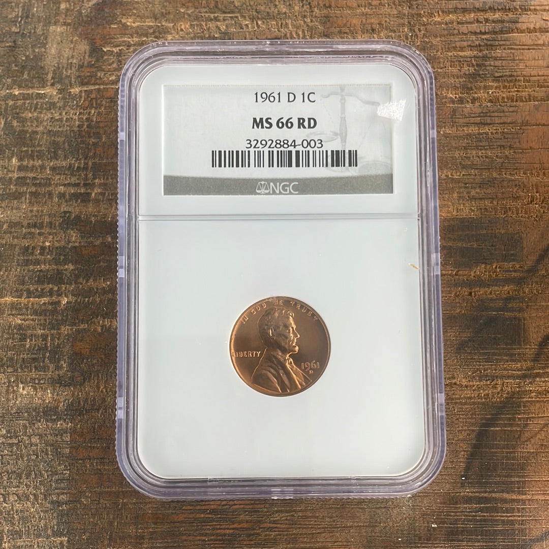 1961-D 1c US Lincoln Memorial Cent NGC MS66 RD