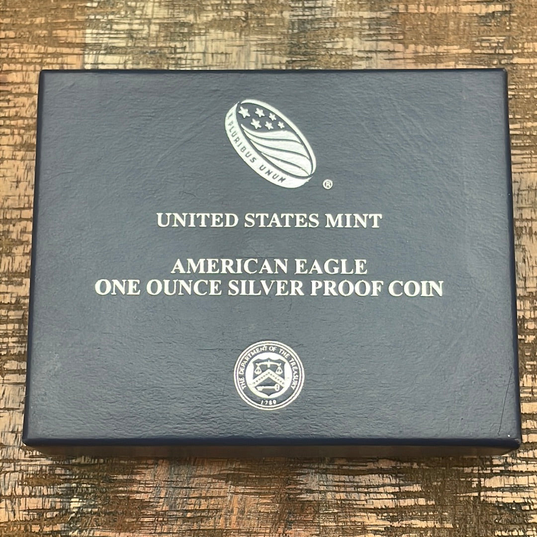 2014-W $1 US American Silver Eagle Proof Coin~Capsule, Presentation Case, Box, with COA.