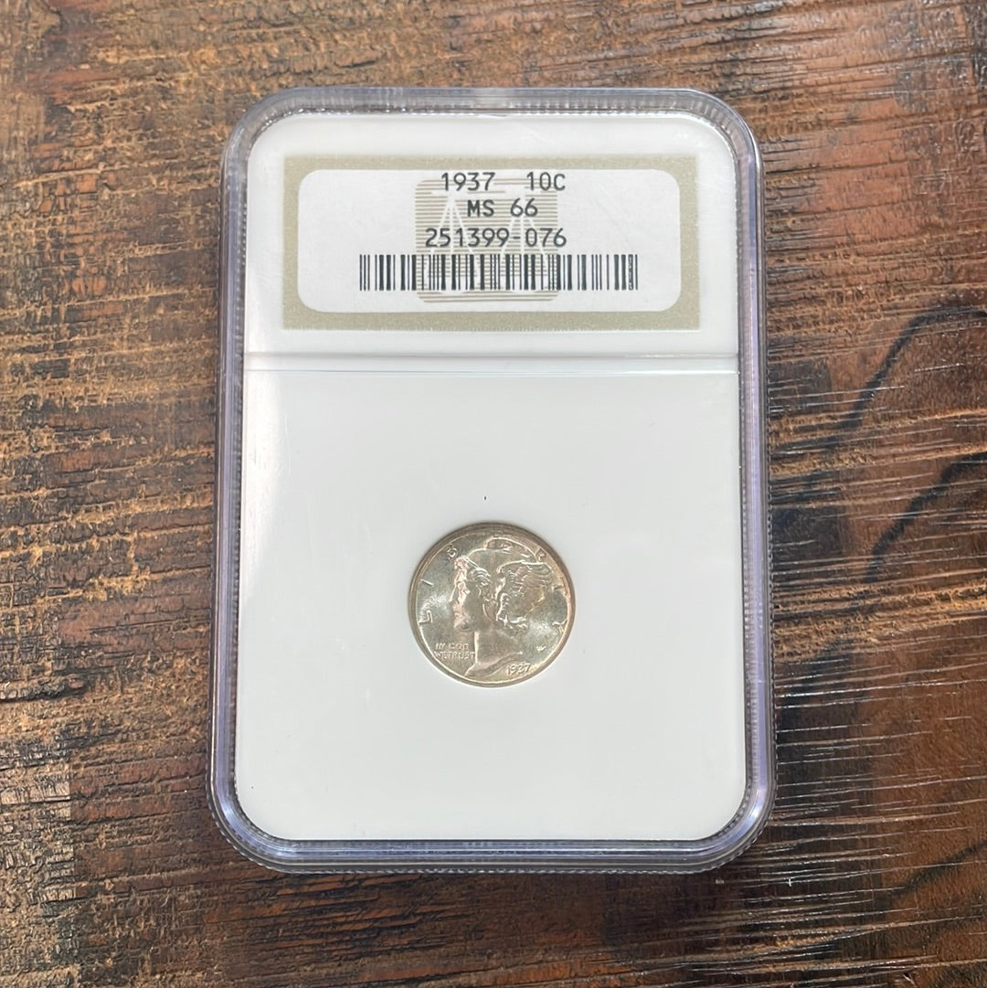 1937 US 10c Mercury Dime NGC MS66