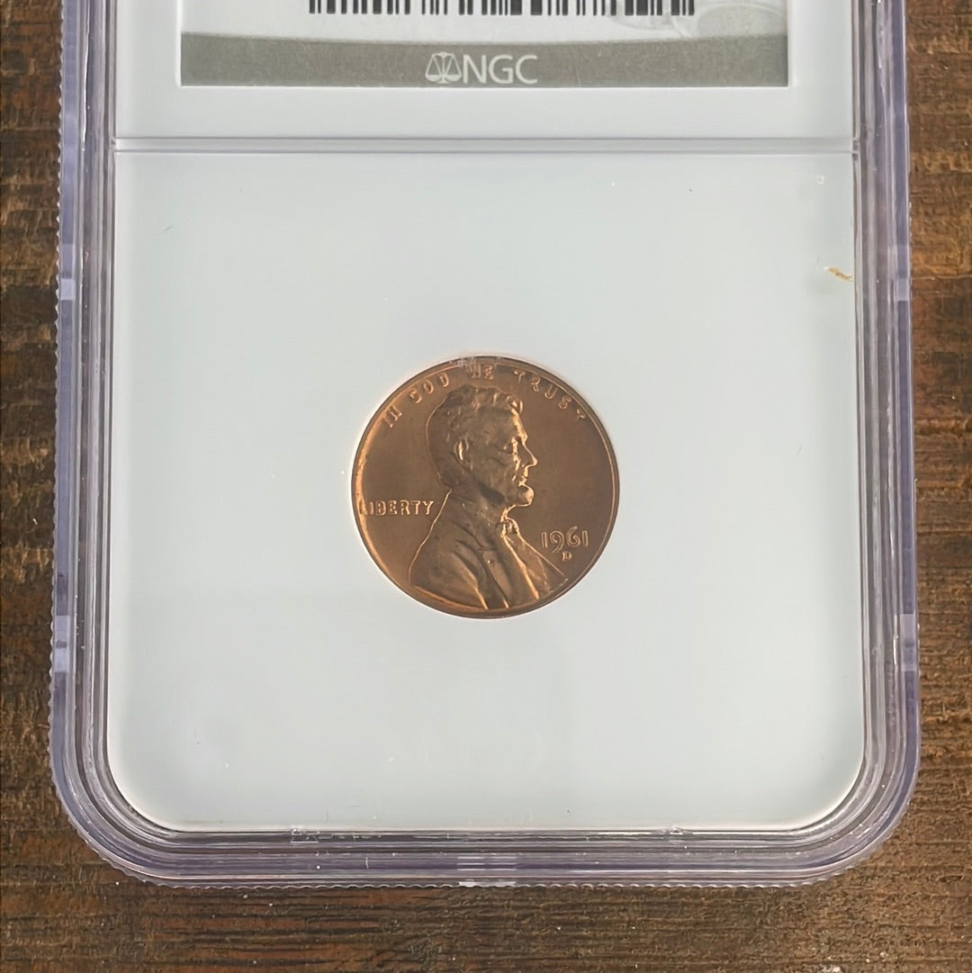 1961-D 1c US Lincoln Memorial Cent NGC MS66 RD