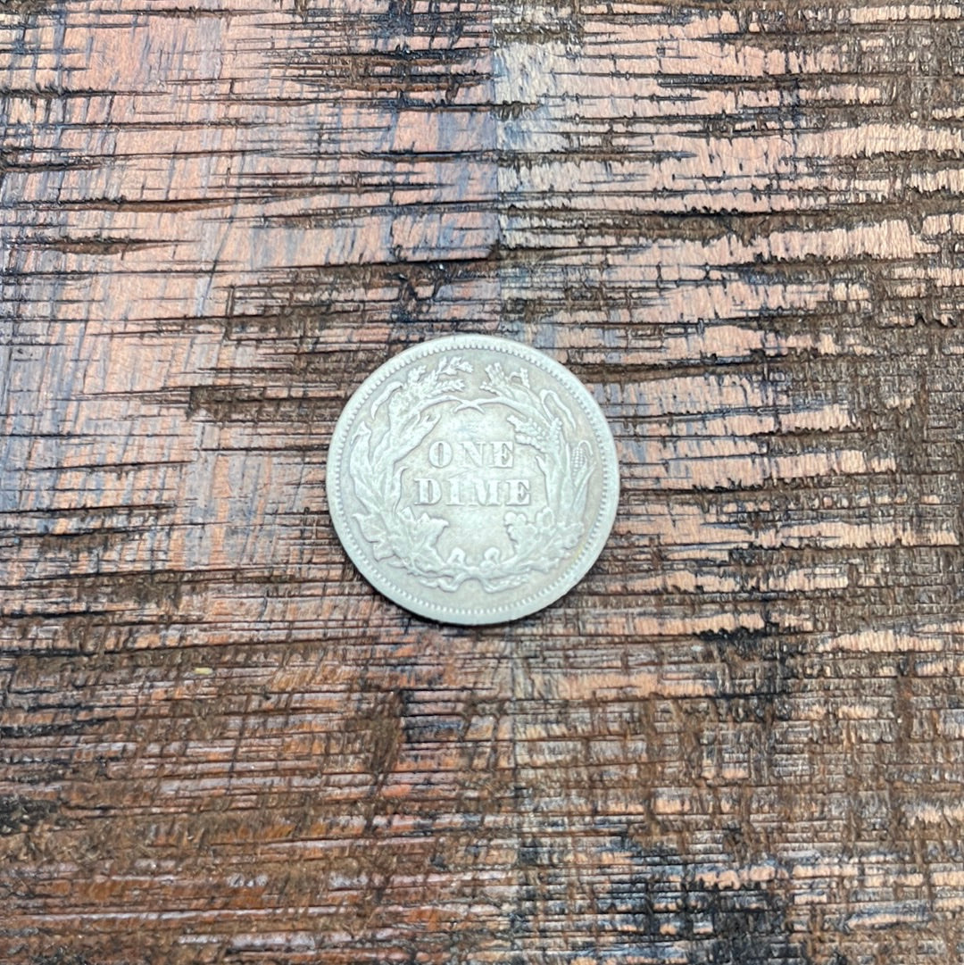 1876 10c US Seated Liberty Dime - 90% Silver