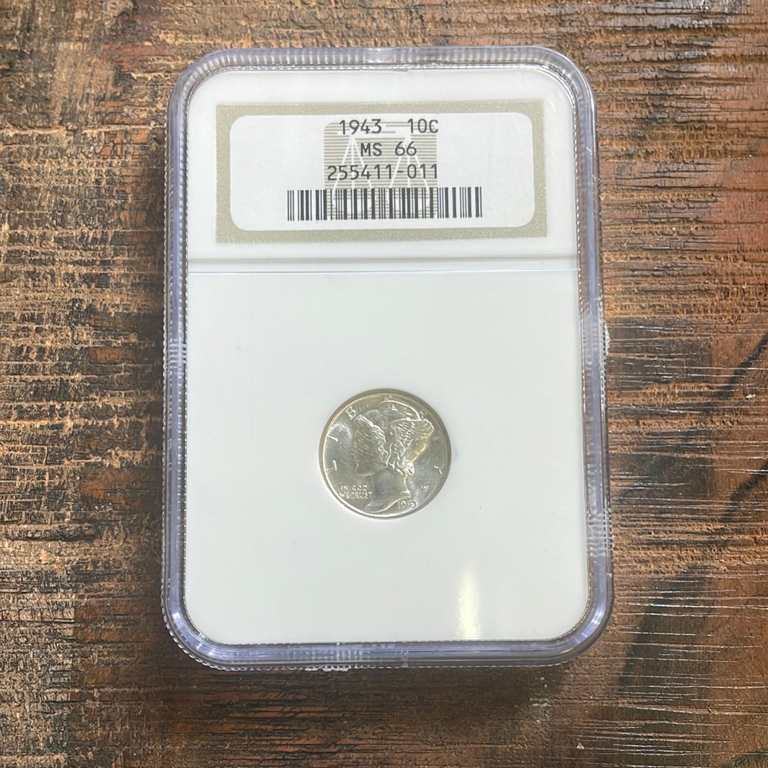 1943 10c US Mercury Dime. NGC MS66