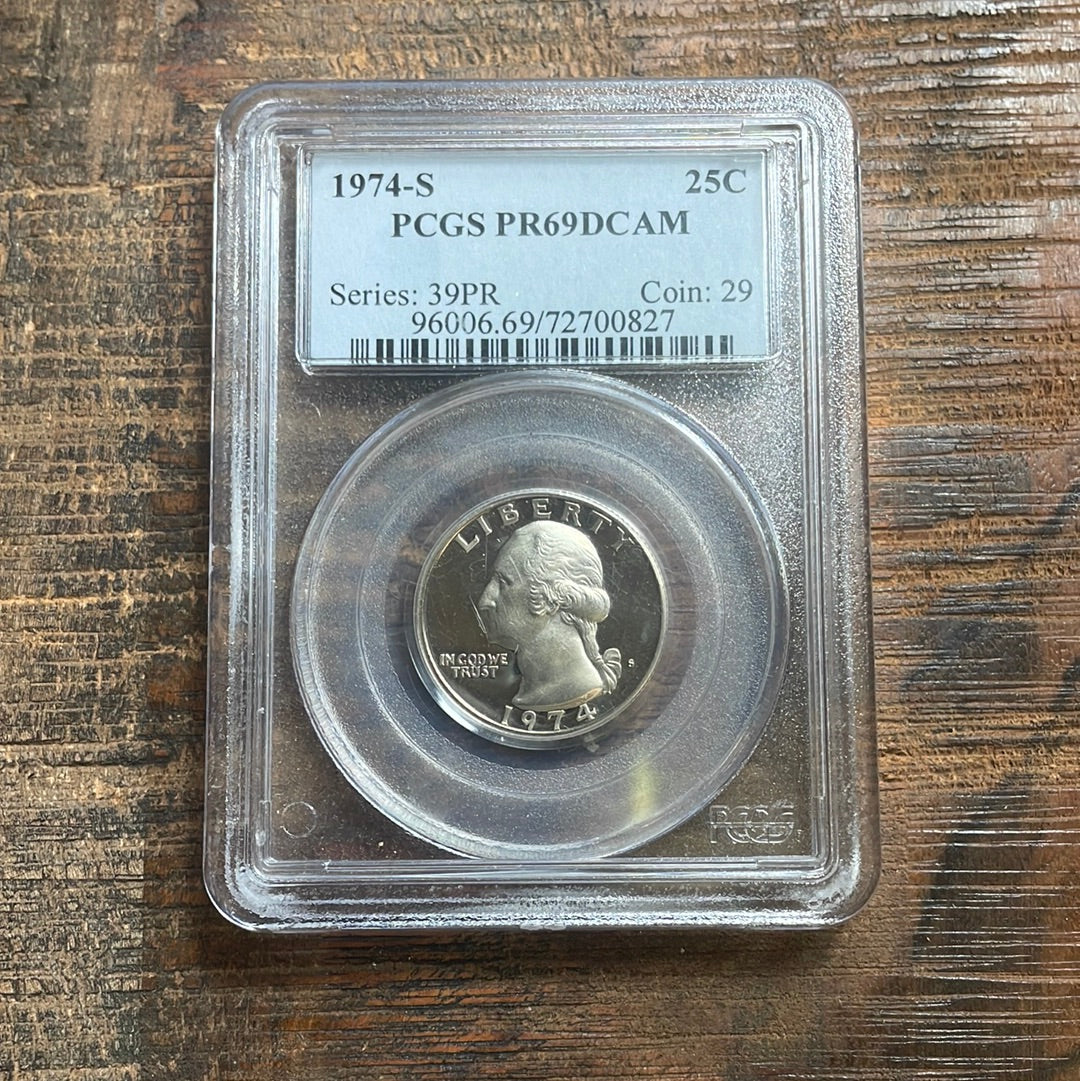 1974-S 25c US Washington Quarter PCGS PR69DCAM