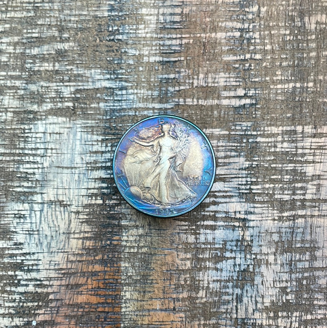 1945 50C US Walking Liberty Half Dollar- Toned