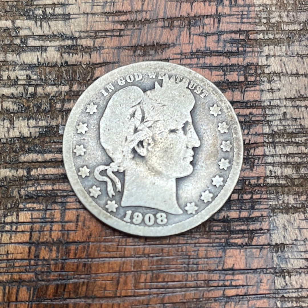 1908 25C US Barber Quarter